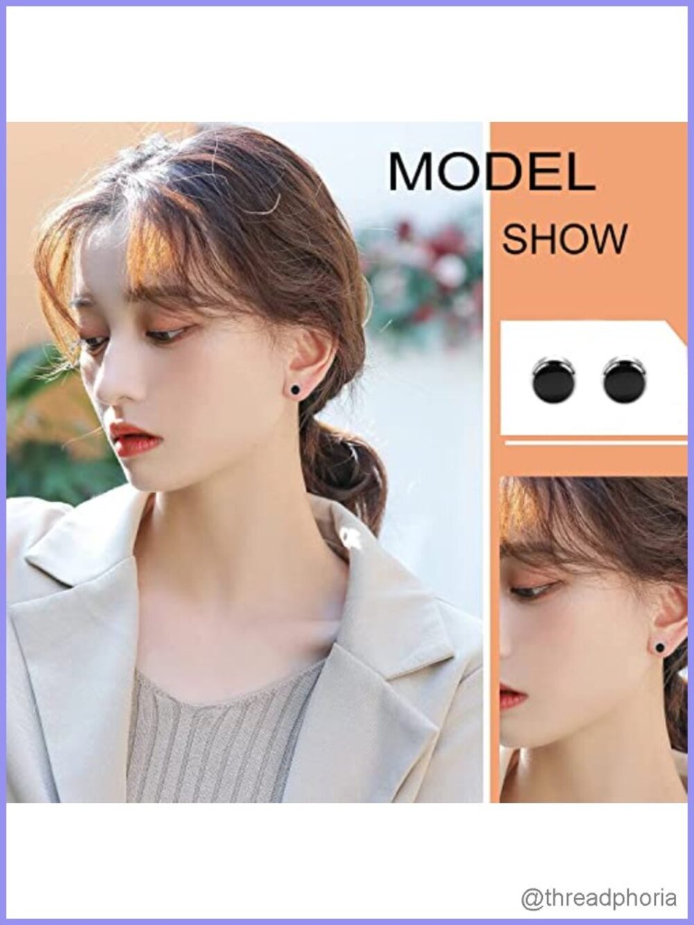 Titanium Stud Earrings for Women Hypoallergenic Nickel Free Natural Stone - Picture 3 of 6